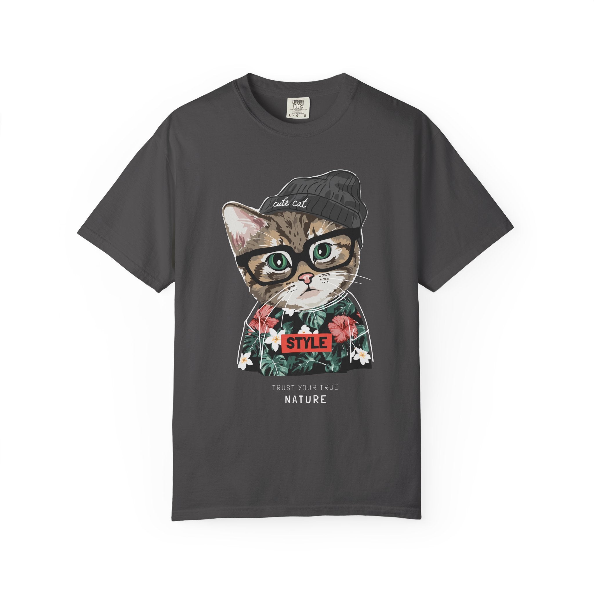 Hipster Cat with Glasses and Beanie T-Shirt | Floral 'Style' Sweater Graphic