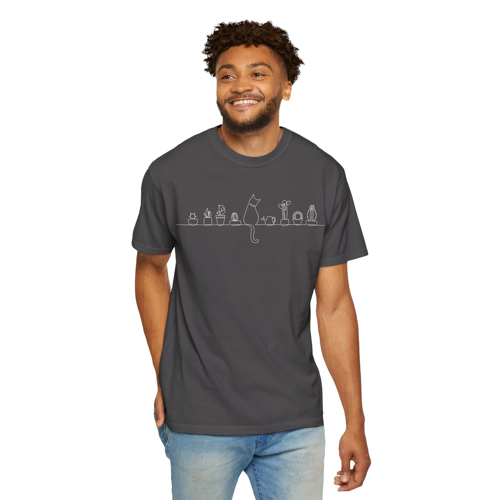 Cat Lineup T-Shirt | Minimal White Cat Silhouette Shirt