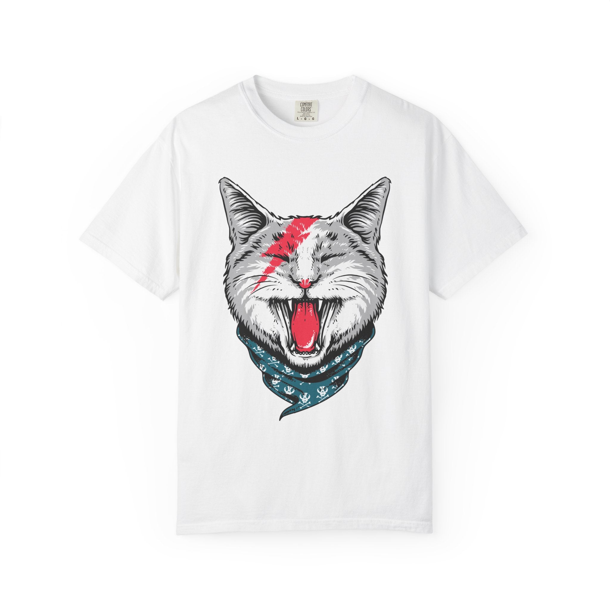 Roaring Cat with Lightning Bolt Tee | Graphic Cat T-Shirt