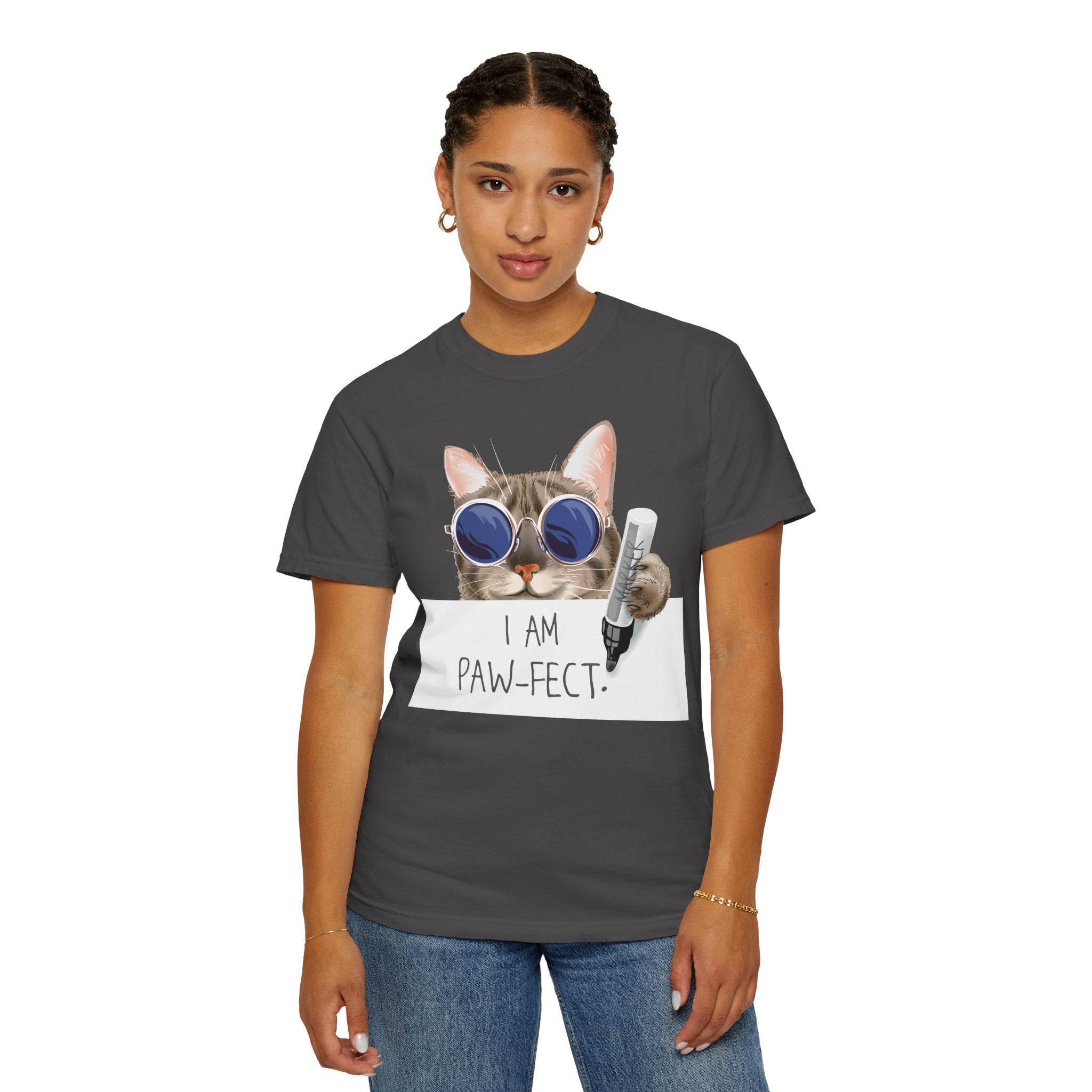 I Am Paw-fect Cat with Sunglasses T-shirt | Cute Cat Graphic Tee