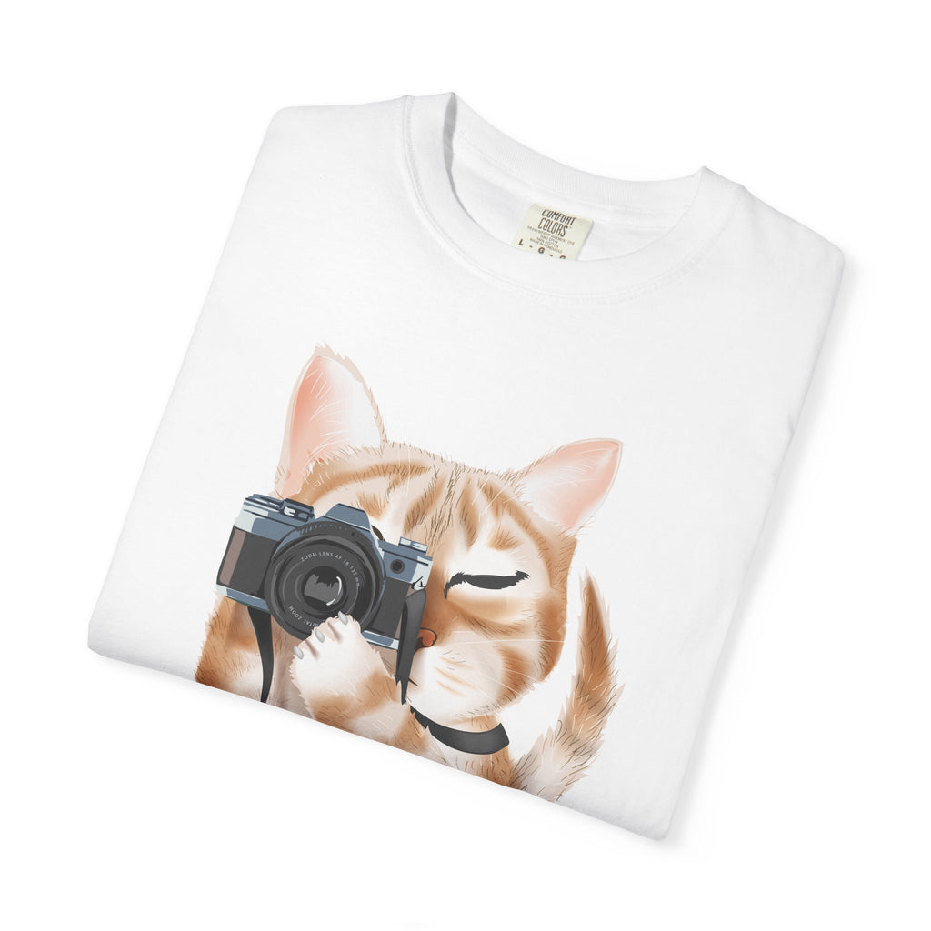 Cat Photographer Say Meow T-shirt | Cute Cat with Camera Tee