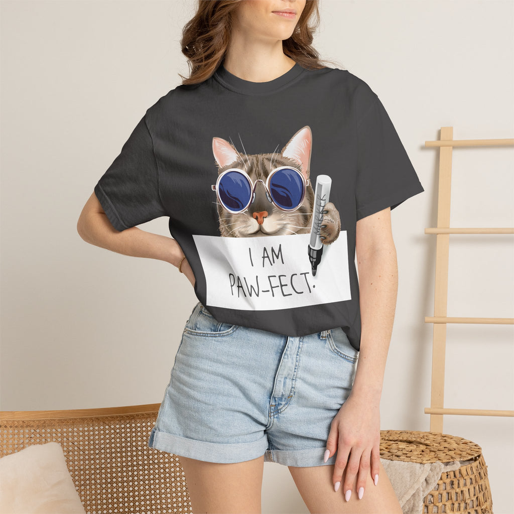 I Am Paw-fect Cat with Sunglasses T-shirt | Cute Cat Graphic Tee