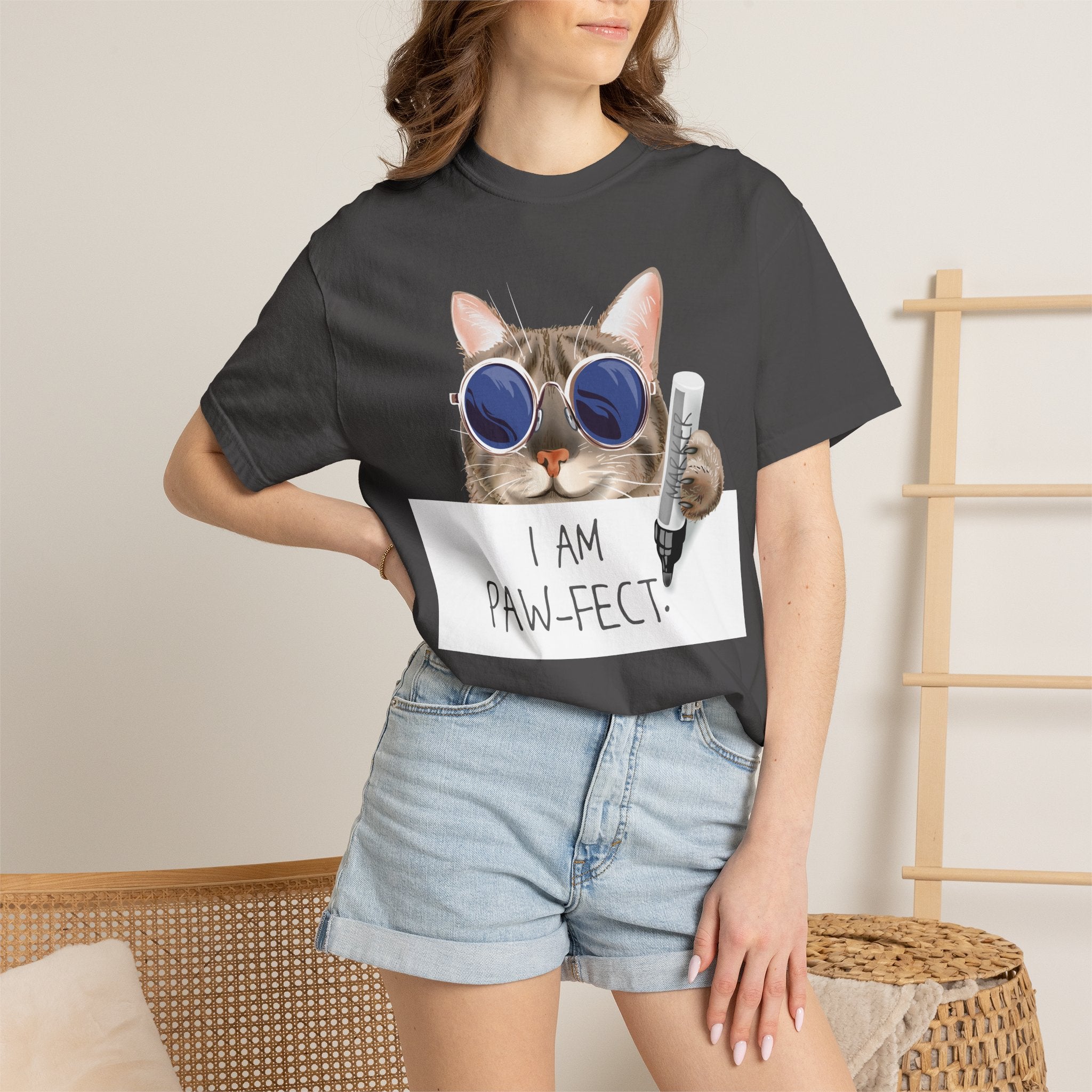 I Am Paw-fect Cat with Sunglasses T-shirt | Cute Cat Graphic Tee