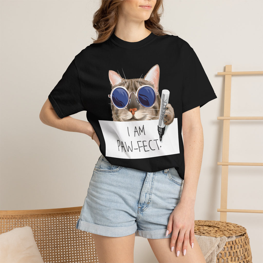 I Am Paw-fect Cat with Sunglasses T-shirt | Cute Cat Graphic Tee
