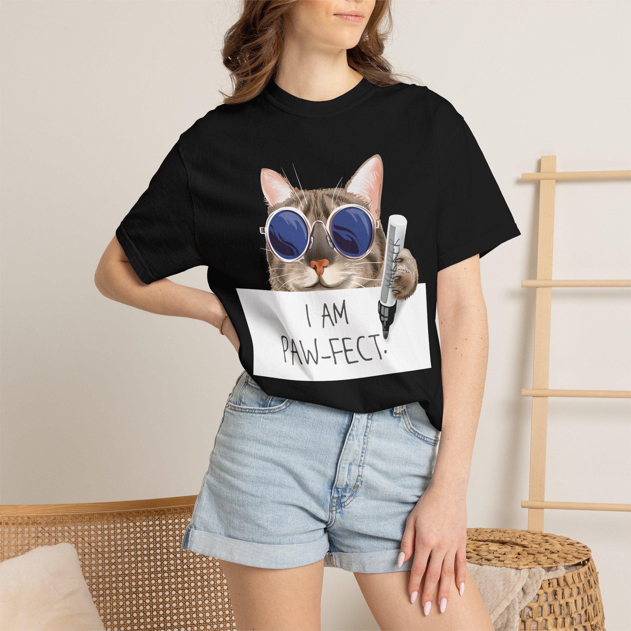 I Am Paw-fect Cat with Sunglasses T-shirt | Cute Cat Graphic Tee