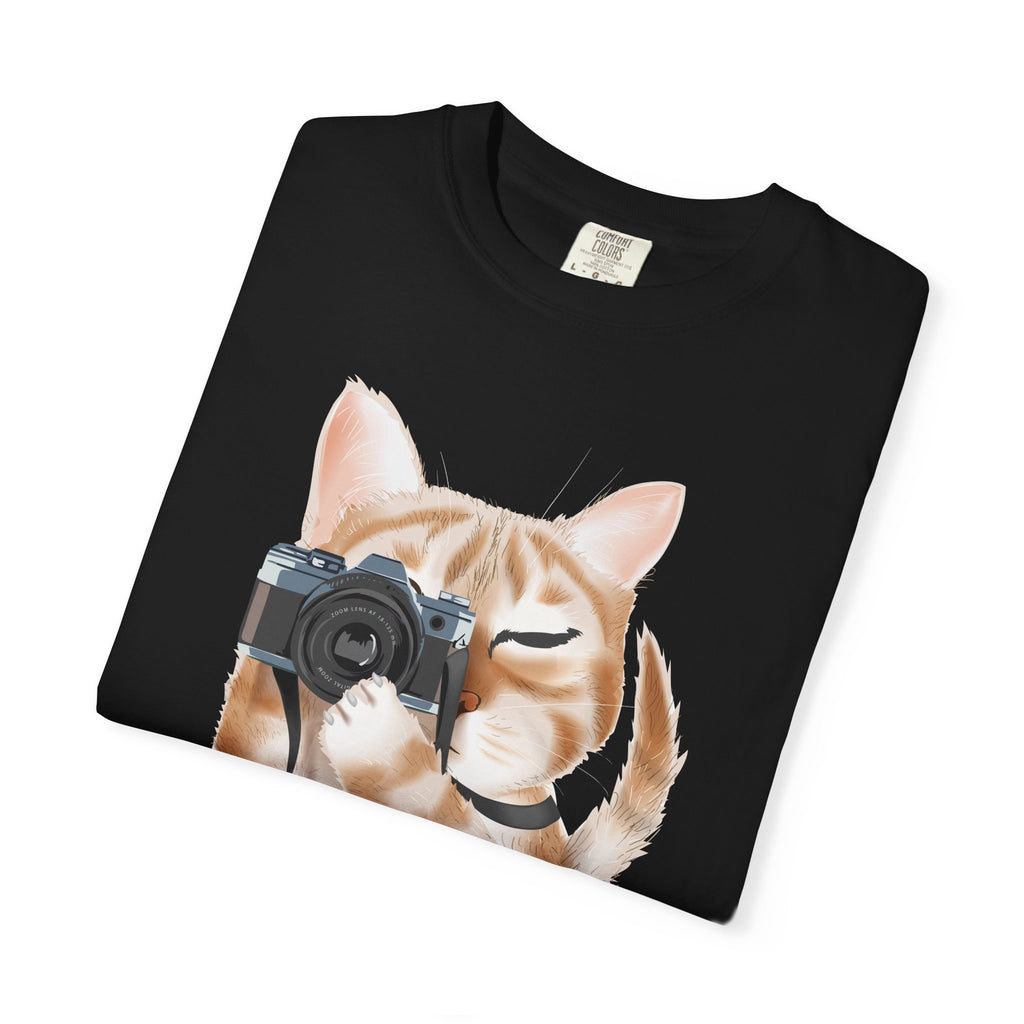 Cat Photographer Say Meow T-shirt | Cute Cat with Camera Tee