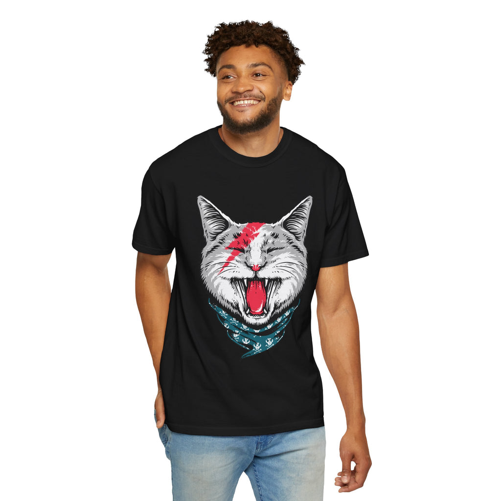 Roaring Cat with Lightning Bolt Tee | Graphic Cat T-Shirt