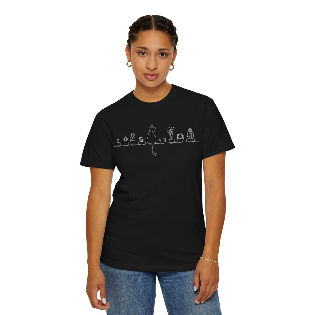 Cat Lineup T-Shirt | Minimal White Cat Silhouette Shirt