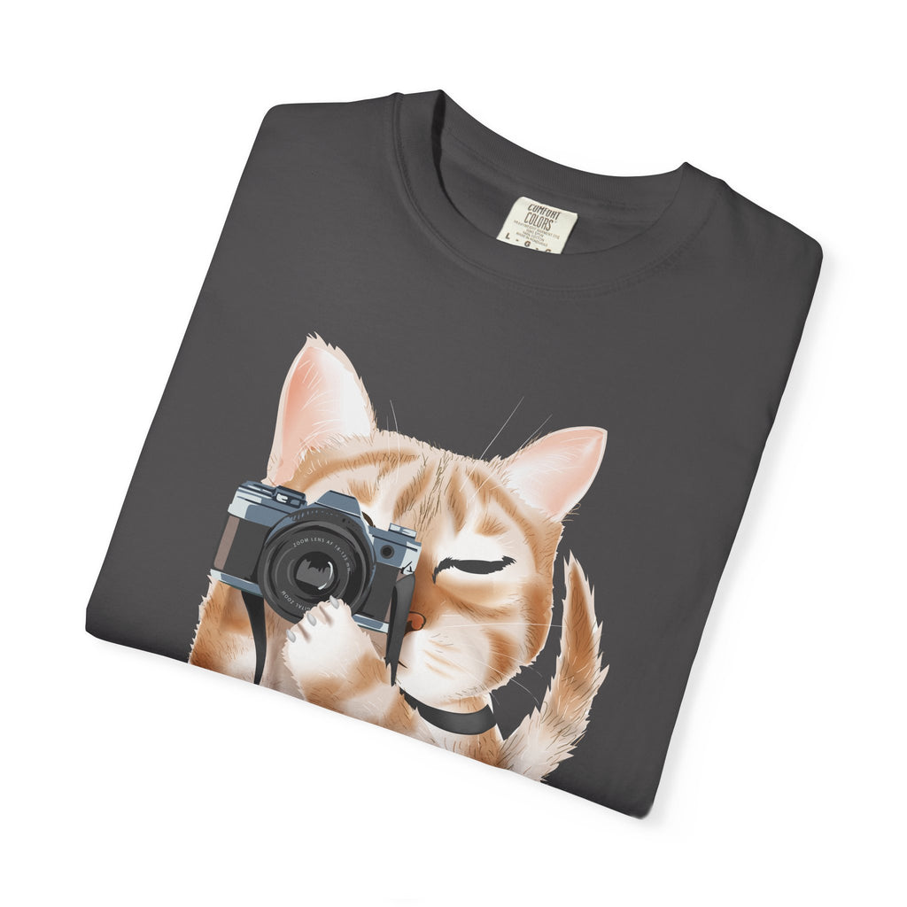 Cat Photographer Say Meow T-shirt | Cute Cat with Camera Tee