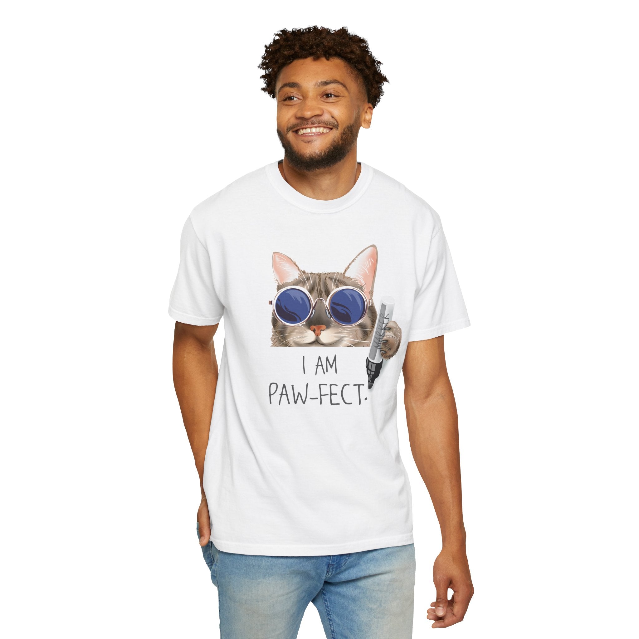 I Am Paw-fect Cat with Sunglasses T-shirt | Cute Cat Graphic Tee