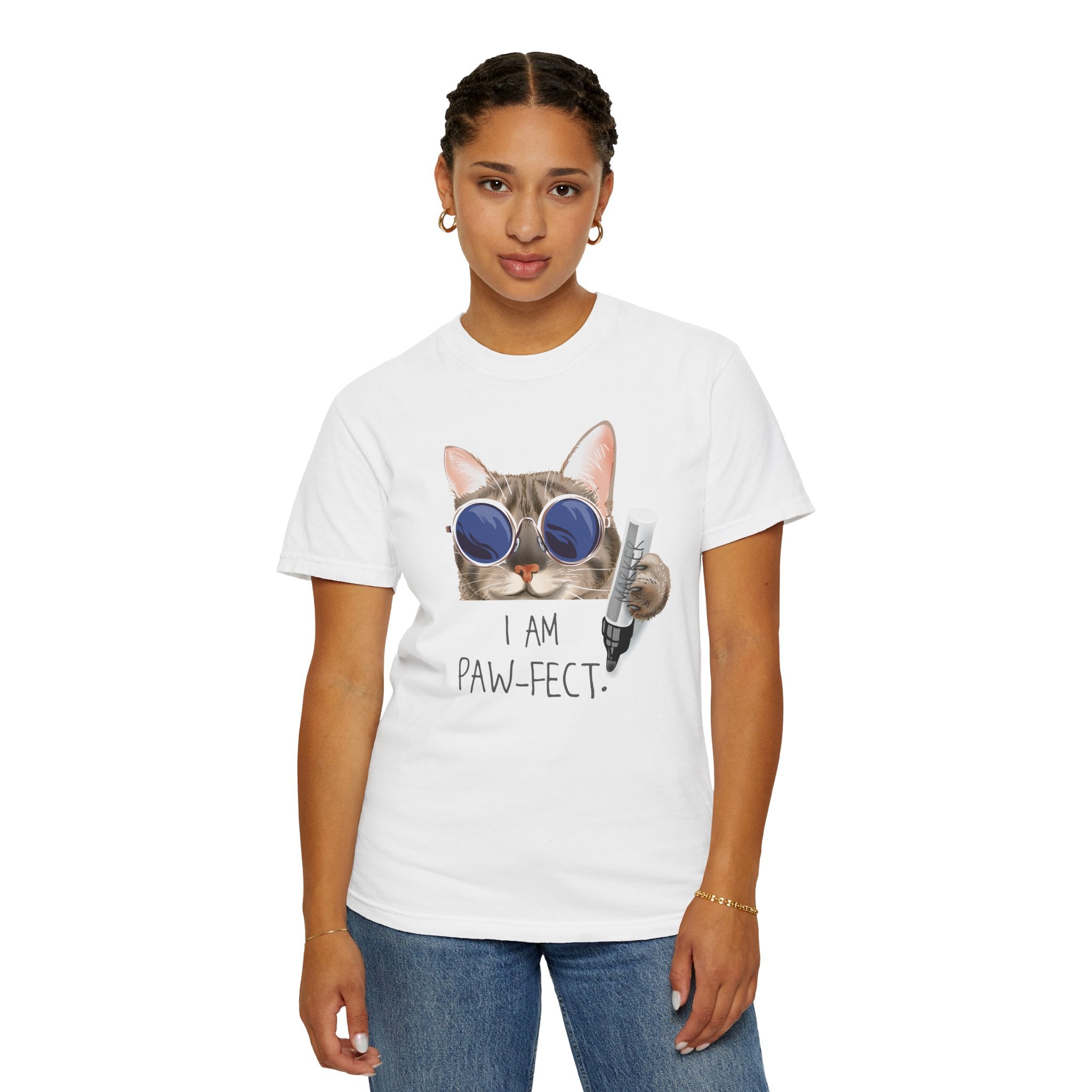 I Am Paw-fect Cat with Sunglasses T-shirt | Cute Cat Graphic Tee