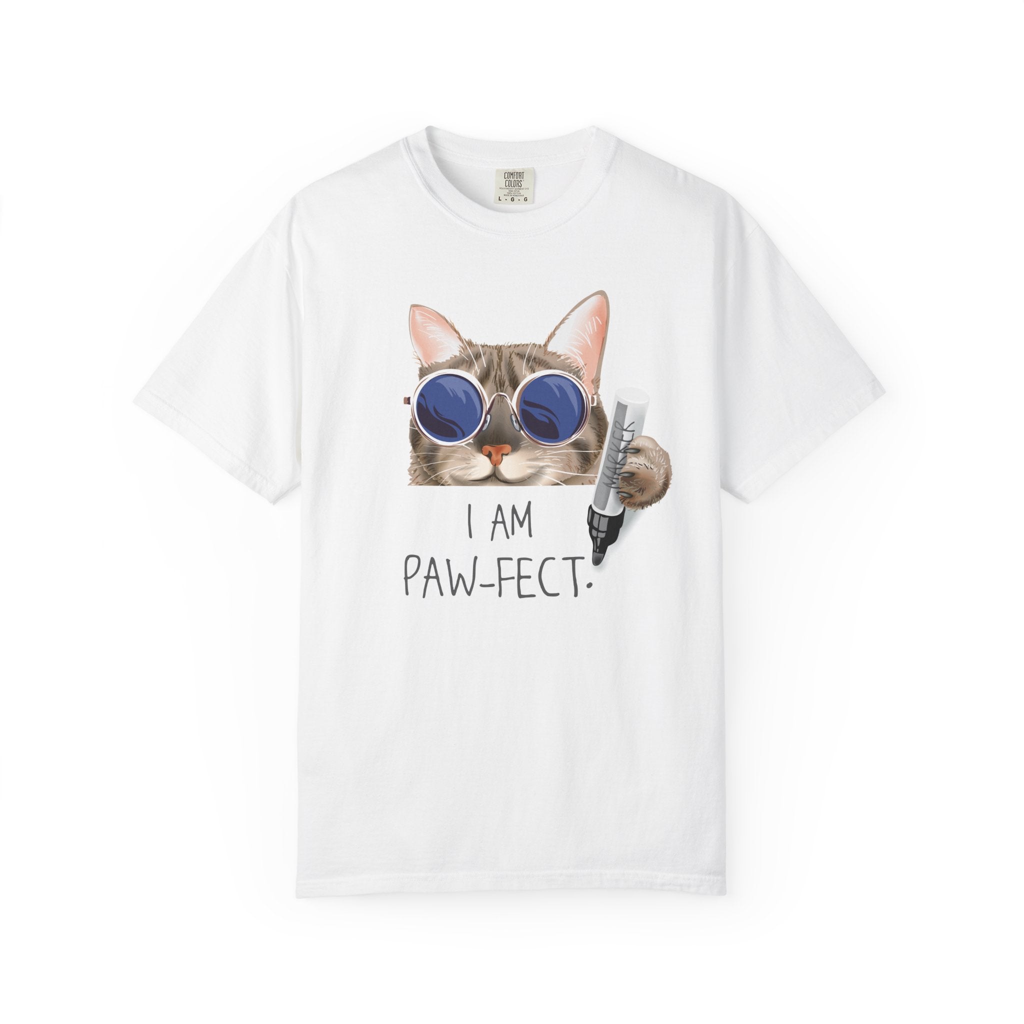 I Am Paw-fect Cat with Sunglasses T-shirt | Cute Cat Graphic Tee