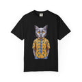 Cat in Hawaiian Shirt T-Shirt | Retro Cat Portrait, Tropical Leaves