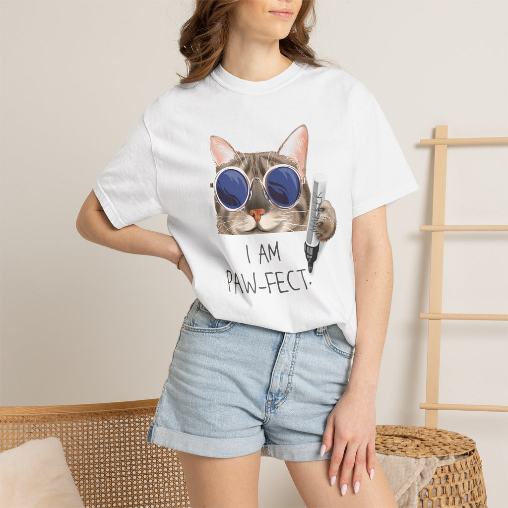 I Am Paw-fect Cat with Sunglasses T-shirt | Cute Cat Graphic Tee