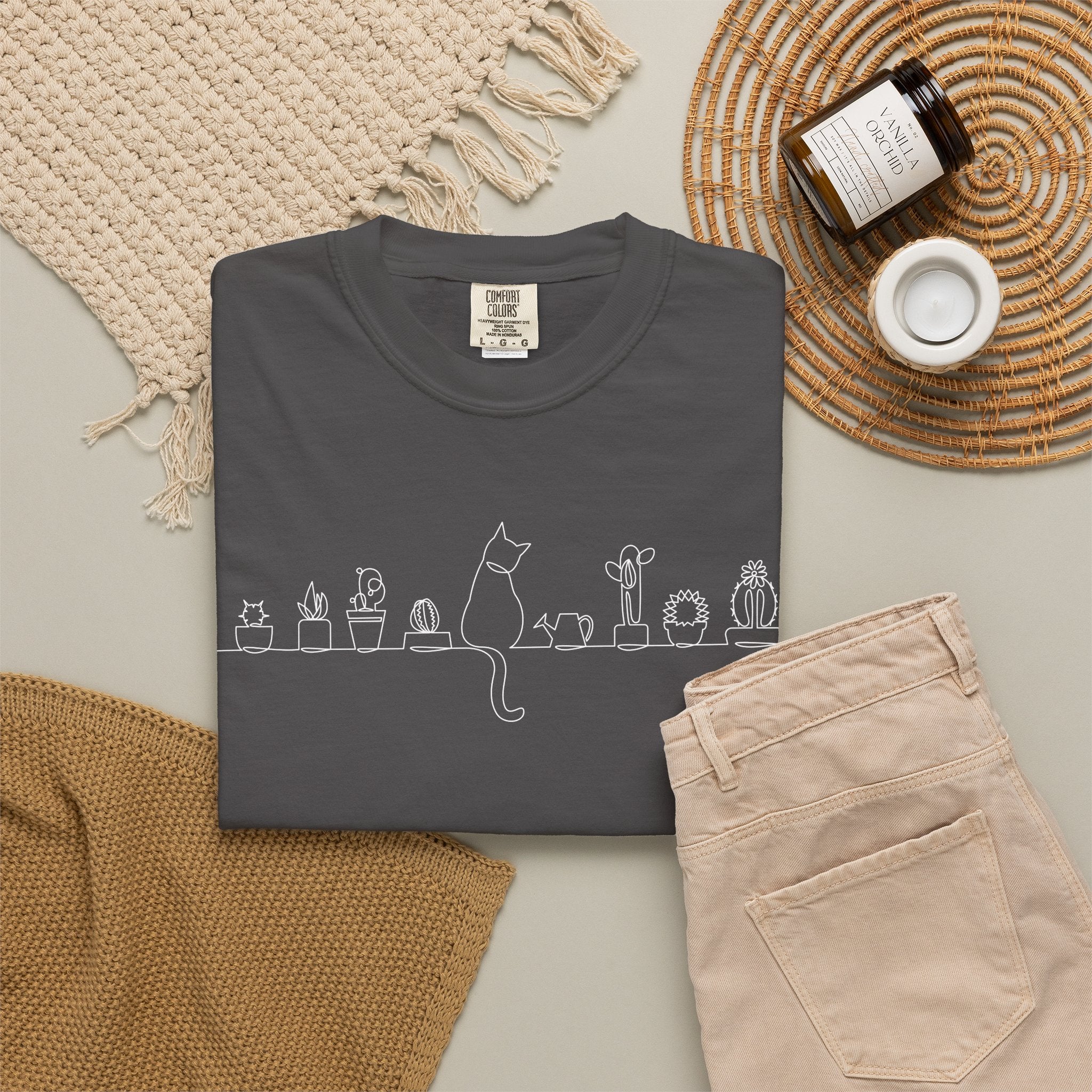 Cat Lineup T-Shirt | Minimal White Cat Silhouette Shirt