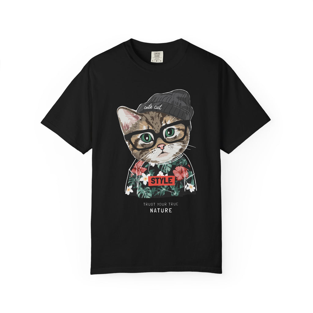 Hipster Cat with Glasses and Beanie T-Shirt | Floral 'Style' Sweater Graphic