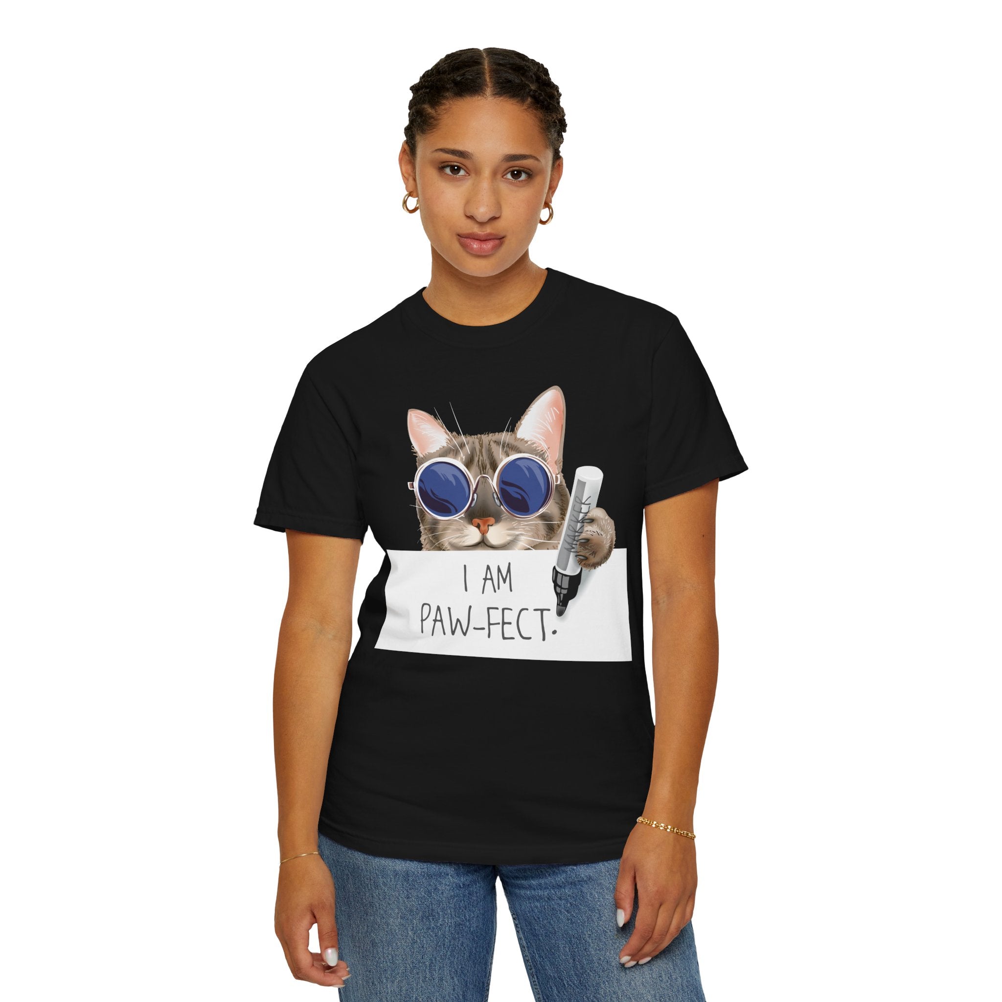 I Am Paw-fect Cat with Sunglasses T-shirt | Cute Cat Graphic Tee